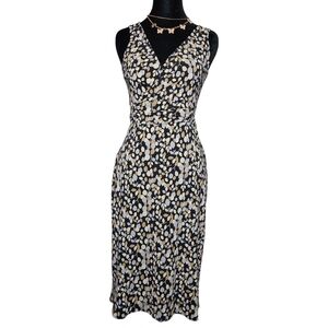 BCBGMaxAzria Black and Cream Patterned Midi Dress